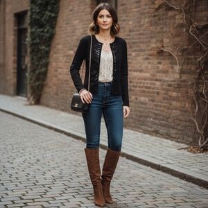 Laura Black semi open knitted cardigan